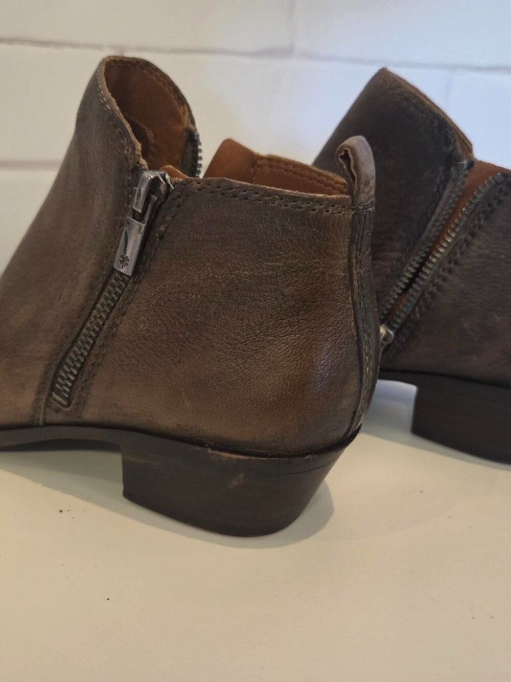 LUCKY BRAND WOEMENS LEATHER ANKLE BOOTS 7M BROWN